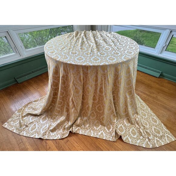 Vintage 60s curtain, golden brocade drapery, pleated blackout panel, JC Penney - Picture 4 of 10